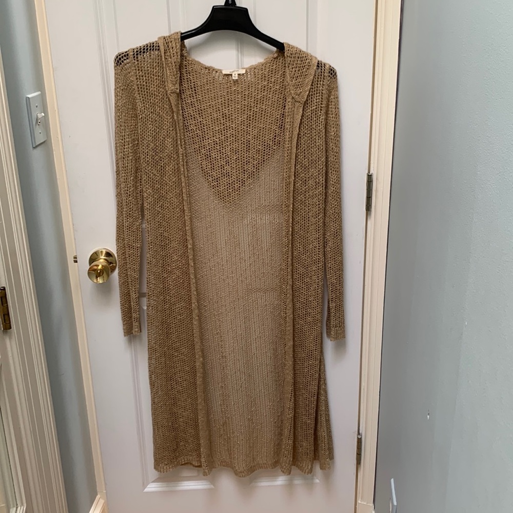Mystree long-sleeved crochet duster cardigan with hood, size S